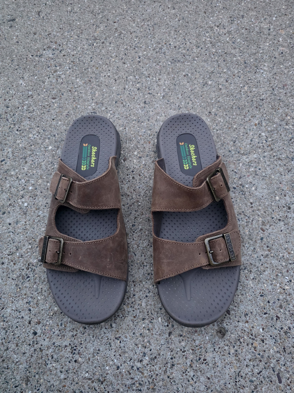 Skechers  Brown Dual-Strap Slide Sandals Women Size 10 - Picture 2 of 11